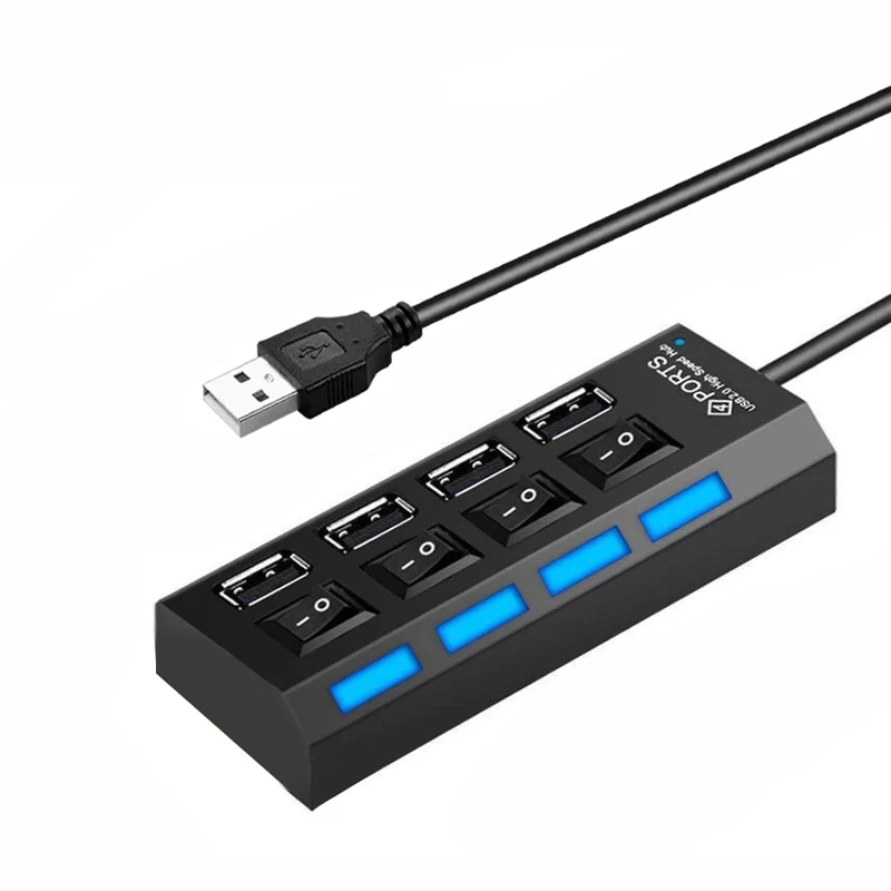 USB 2.0 4 Port Hub Adapter Expander for PC Laptops
