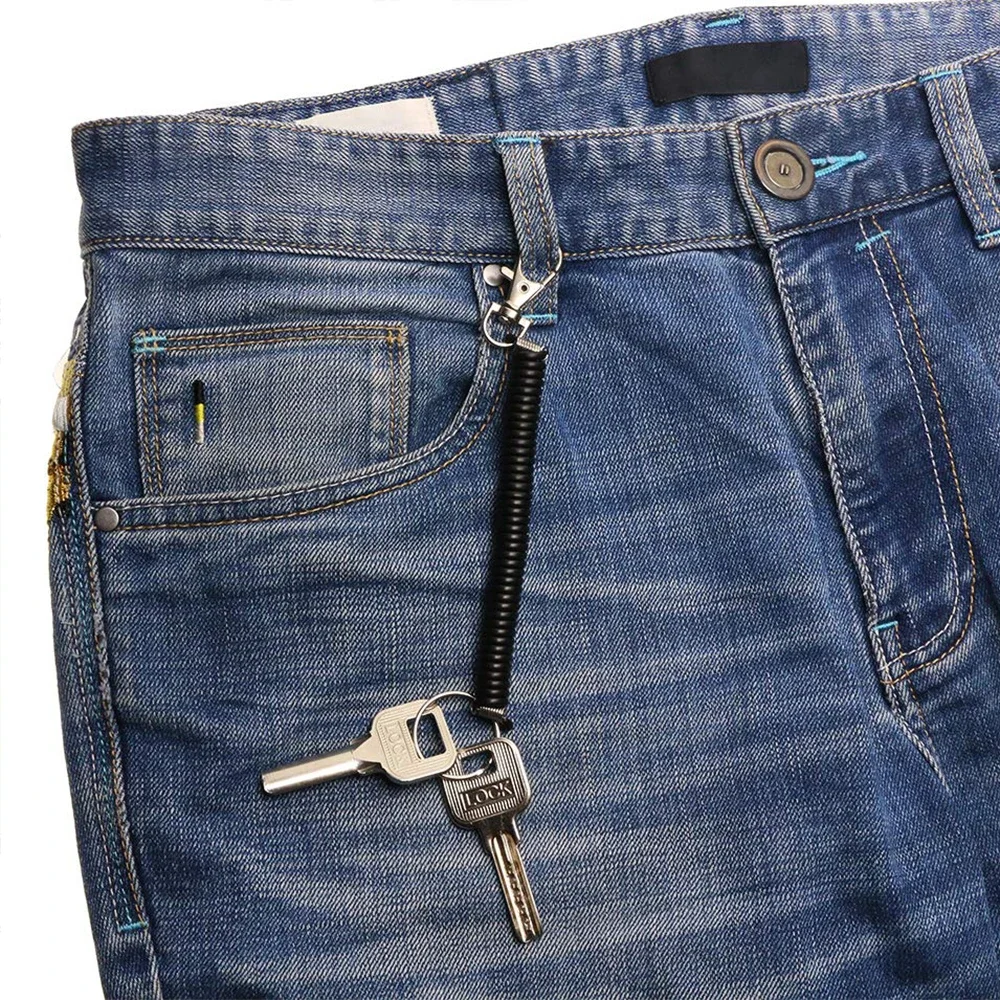 Spirale einziehbarer Federspulen-Schlüsselanhänger, diebstahlsicher, Anti-Verlust-Stretch-Schnur, Sicherheits-Schlüsselanhänger mit Karabinerverschluss aus Metall für Schlüssel – Detail 23