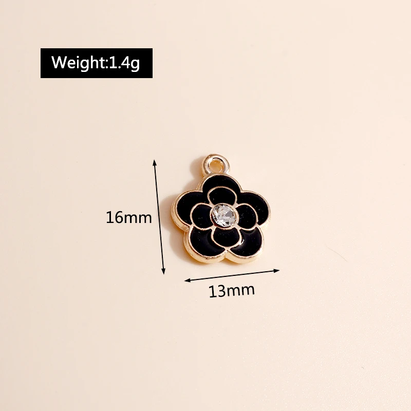 10pcs/lot 13*16mm Enamel Crystal Flower Charms DIY for Necklaces Pendants  Earrings Making Handmade Craft Jewelry A…