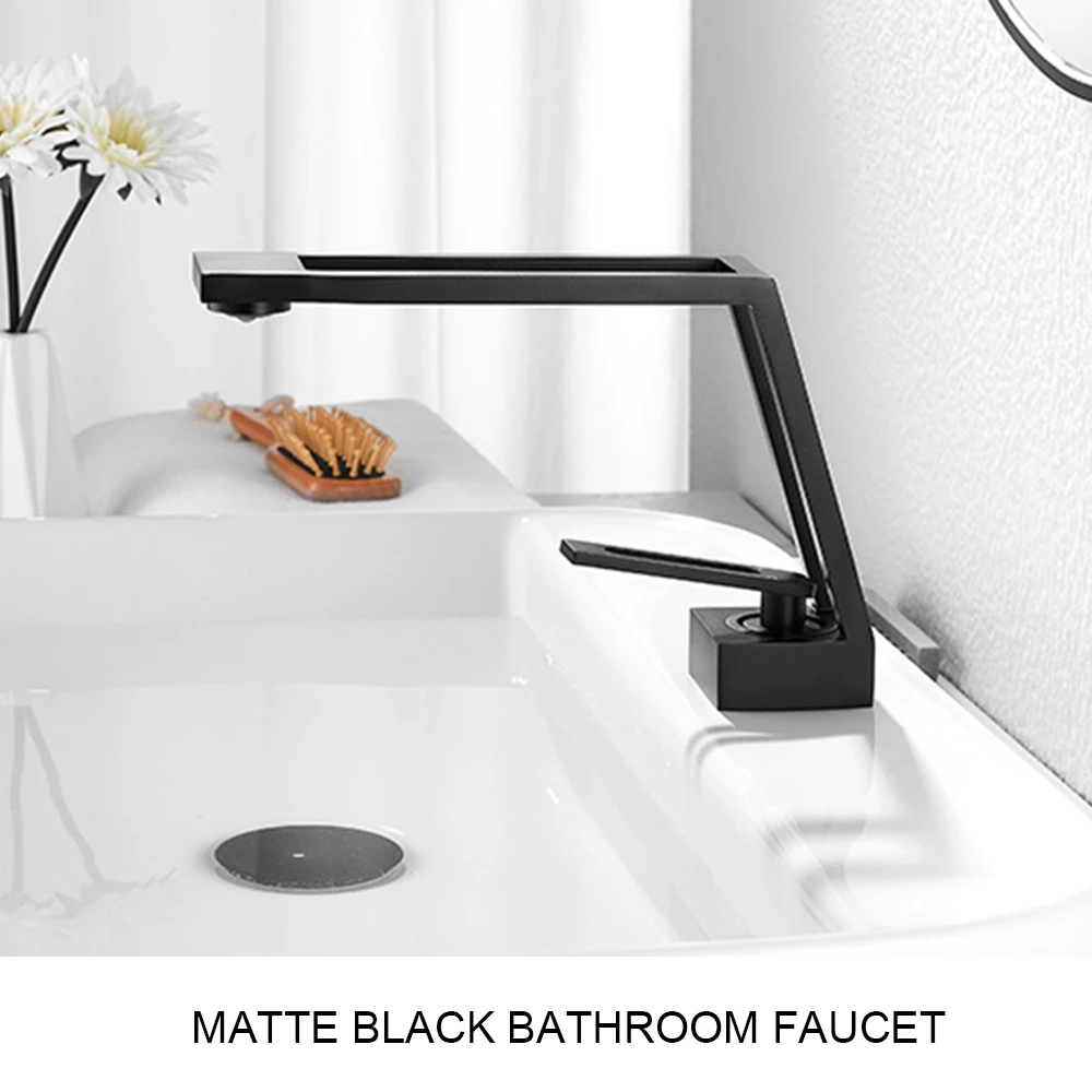 Vidric MYQualife Black Basin Brass Sink Faucet Bathroom Mixer Tap Single Handle Hot Cold Water Deck Mounted Vanity Sink Faucet C