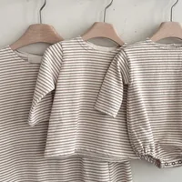 2024 Autumn New Baby Long Sleeve Striped T Shirts Cotton Tops Infant Boy Girl Casual Tee Fashion Simple Toddler Bottoming Shirt 6