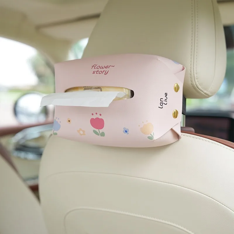 

Creative and Cute Car Tissue Box, Leather Seat Hanging Multifunctional Paper Drawer, Cartoon Car Interior Supplies