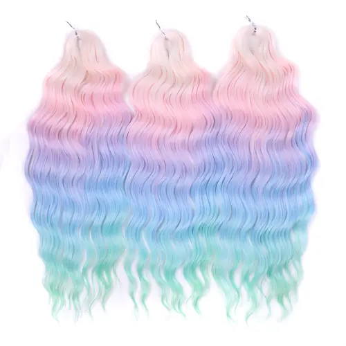 Anna Synthetic Hair 24 Inch Water Wave Braiding Hair Extensions Ombre Blonde Deep Wave Afro Curl Twist Crochet Hair for Women - Image 11