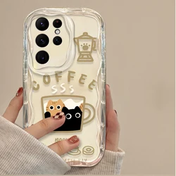 Lovely Coffee Cat Clear Phone Case - S22 (Clear)