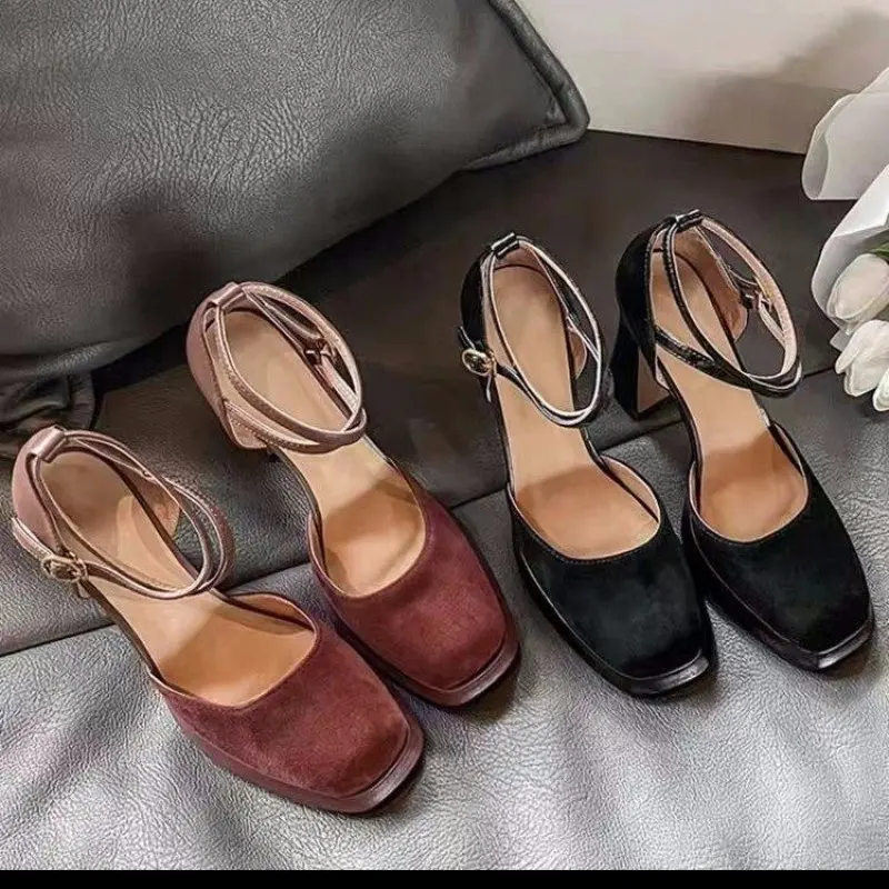 

Runway Style Women Pumps Concise Buckle Strap High Heels Sandals 2023 Spring Autumn Platform Party Fashion Shoes Baotou High 34