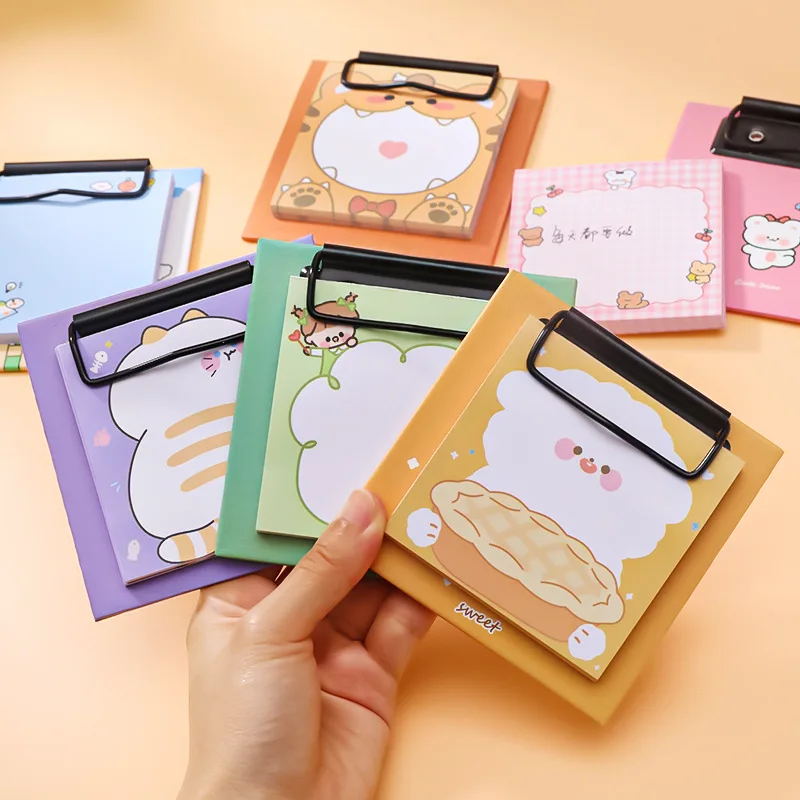 Cartoon Board Clip Sticky Notes Memo Pad Note Book Cute Student Message Paper Learning Stationery Creativity Stickless