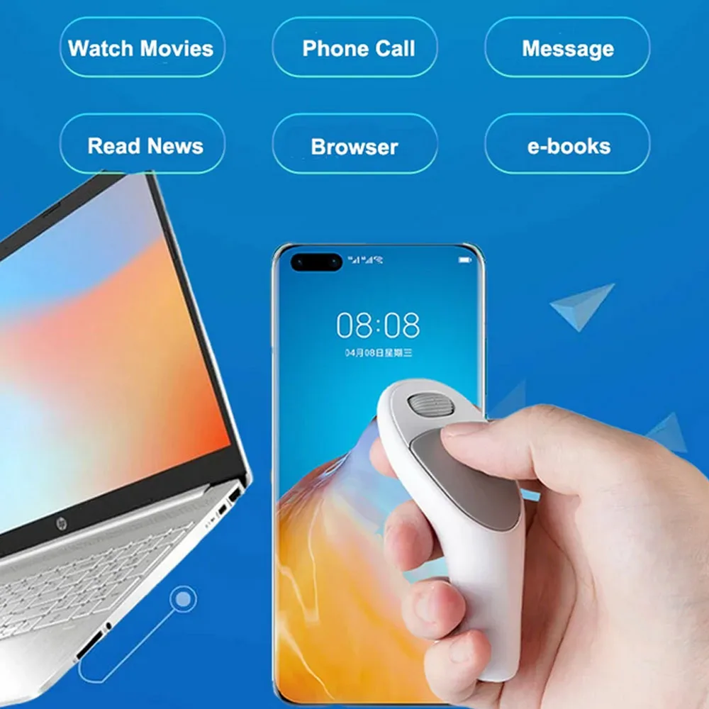 Wireless Bluetooth Thumb Mouse Finger Lazy Remote Intelligent Mouse with Touch Ergonomics Thumb Mice for Tablet PC Android IOS