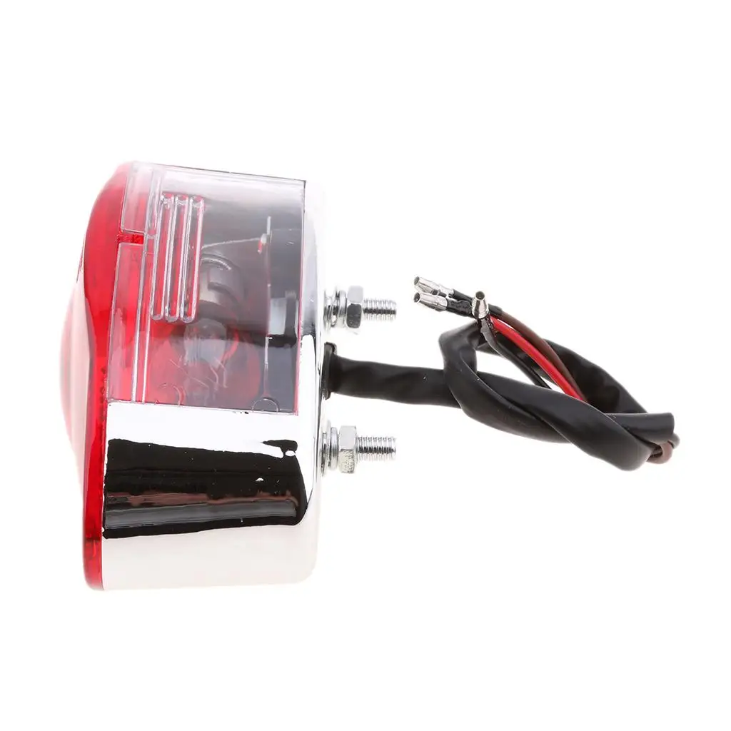 Motorcycle Rear Brake Light LED License Plate Lamp Universal Waterproof Tail Light for Bicycle ATV Chopper and Cafe Racer