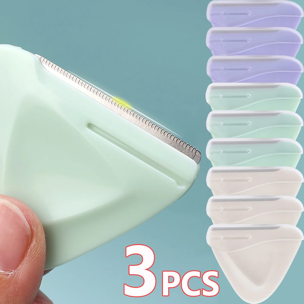 Creamy Macaron Color Eyebrow Trimmer Triangle Portable Safety Eye Brow Scraper Special Brow Trimmer Eyebrow Blade Beauty Tool eyebrow trimmer set eyebrow trimmer