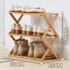 2Tiers Foldable Bamboo Shoe Rack,Multi Tier Shoe Organizer Rack Multifunctional Storage Free Standing Shelf,for Shoes Plant POTS 2