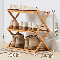 2Tiers Foldable Bamboo Shoe Rack,Multi Tier Shoe Organizer Rack Multifunctional Storage Free Standing Shelf,for Shoes Plant POTS 2
