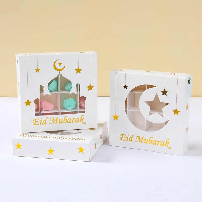 2Pcs Eid Mubarak Cake Boxes with Clear Window, Ramadan Kareem Transparent Candy and Cho... - SKU EMCB1551 - UGI Packaging