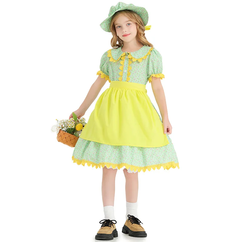 Purim Little House On The Prairie Costume Early American Pioneer Girl Cosplay Carnival Halloween Party Fancy Dress