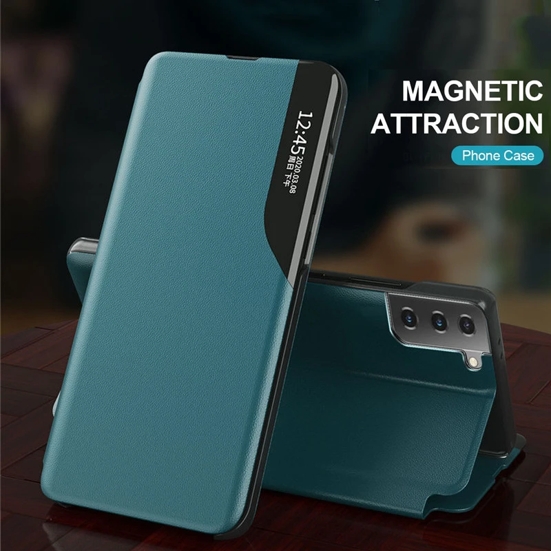 Magnetic Smart View Window Flip Phone Case for Xiaomi 10 10T Ultra M3 Lite Redmi 8 8T 9A 9C Note 9 9S Pro Max POCO X3 NFC Case