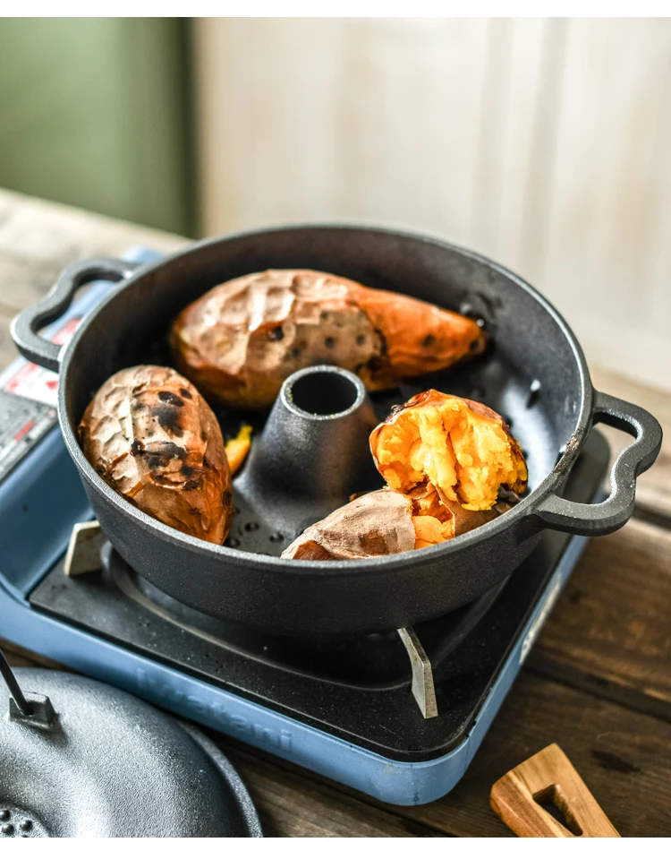 Cast iron pot roast sweet potato thickened Japanese style household baking multifunctional barbecue furnace gas stove cooker