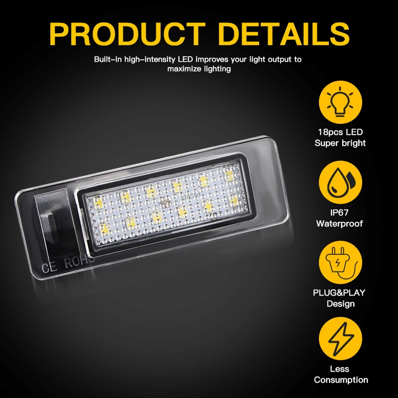 LED License Number Plate Lights For Renault Clio 5 Espace 5 Koleos