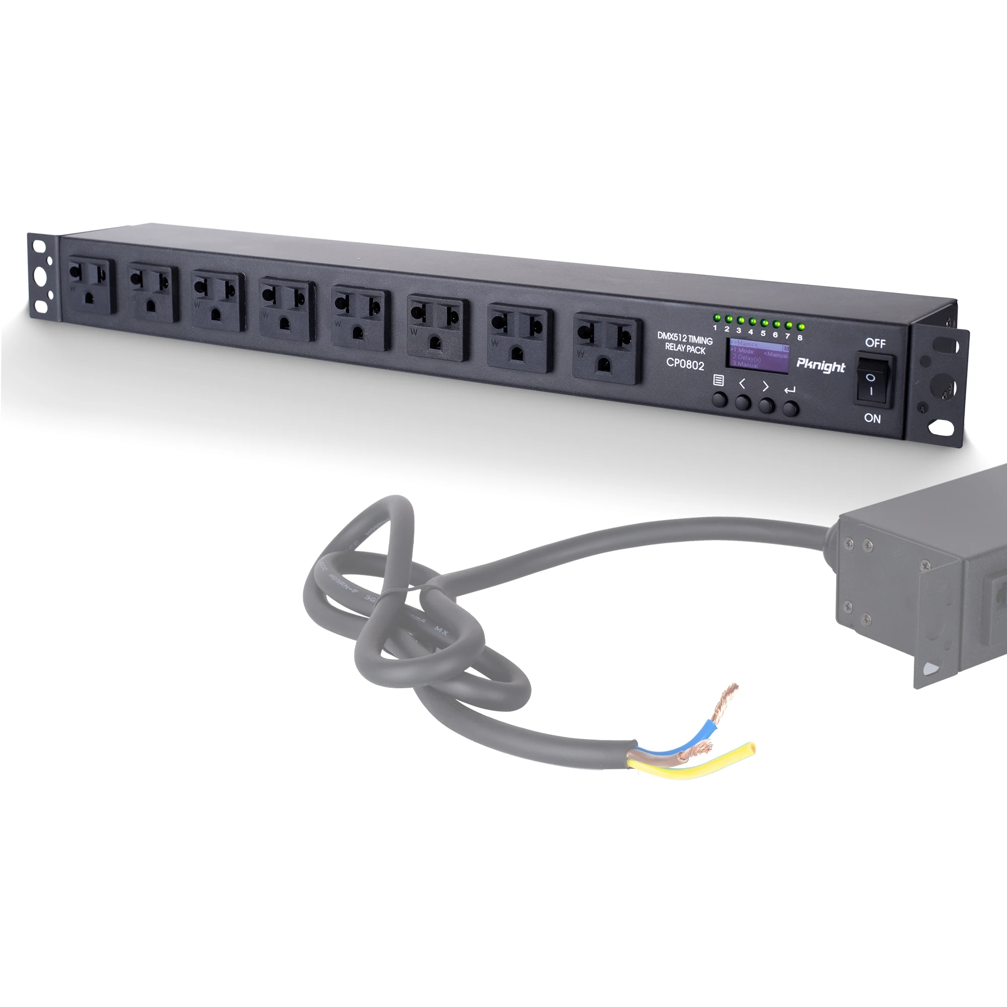 Pknight 8コンセントタイミング遅延電源分散ユニット、プログラム可能 
