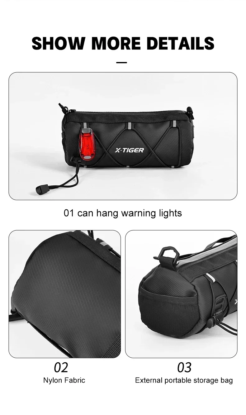 X-TIGE Radfahren Fahrradtasche Lenker Mehrzweck Wasserdicht MTB Rennrad Rahmen Schlauchtasche Umhängetasche Rucksack Einkaufstasche Fahrradtasche – Detail 12