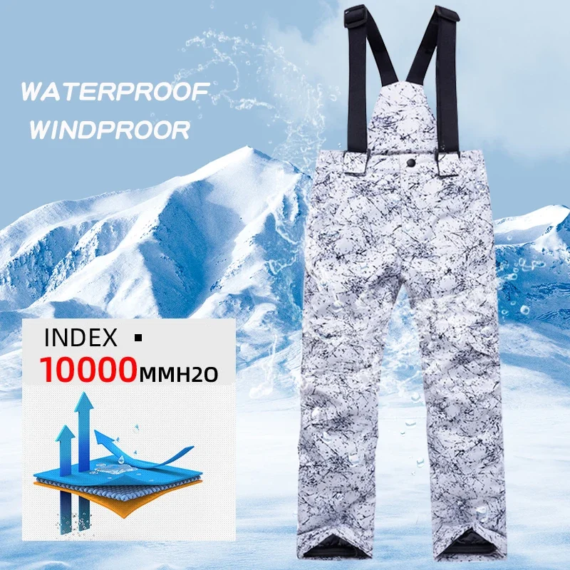 New Thicken Ski Pants Girl and Boy Windproof Waterproof Winter Snowboarding Bibs Pants Outdoor Sports Warm Breathable For Teen