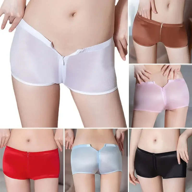 Zipper Open Crotch Boxer Shorts for Women Girls Sexy Underwear Bragas Abiertas Mujer Female Lingerie Lady Intimate Panties 5
