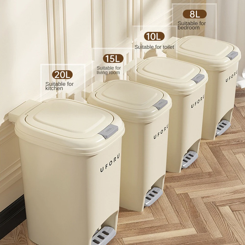 Garbage Bin 15L Round Trash Can Household Living Room Kitchen Trash Cans No  Lid Double-layer Large Capacity Bedroom Office Garbage Cans Simple Trash