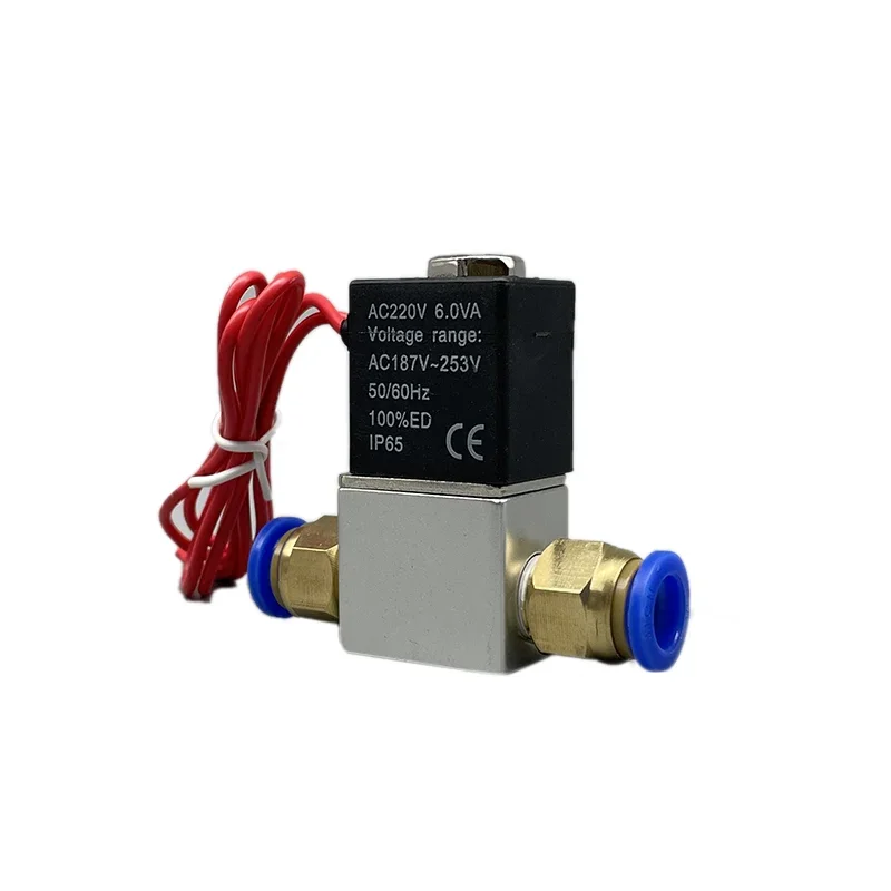 12V 24V 220V 공압 전기 솔레노이드 밸브 2 위치 2 포트 정상 폐쇄 공기 마그네틱 밸브 6mm 8mm 호스 바브 연결