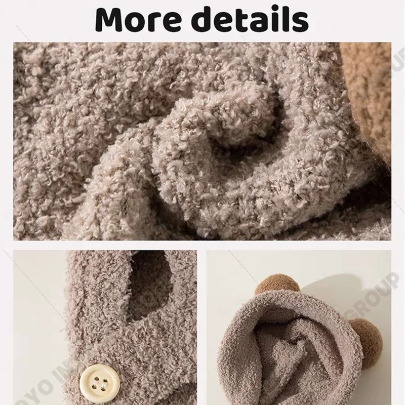 Infant Hat Baby Beanie Girl Boy Hat Fleece Wool Hemming Caps with Ball Autumn Winter Solid Wool Ear Protection for 4-24 Month