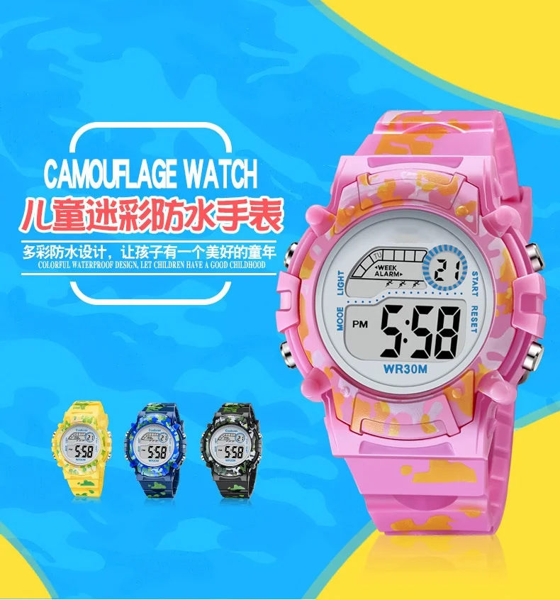 Kids Watch Boys Sports Military Kids Digital Watches Student Childrens Watch Fashion Luminous LED Alarm Camouflage Girls Clock