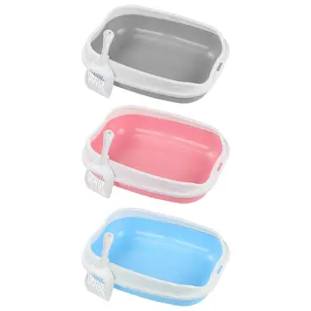 작은 동물용 고양이 쓰레기통, 토끼 고양이 샌드박스 컨테이너, 쉬운 설치, 반 밀폐 고양이 모래 대야, 새끼 고양이 변기 상품 이미지