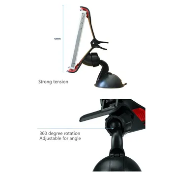 Supporto per telefono da auto con rotazione a 360 gradi, clip regolabile e ventosa extra forte per parabrezza e cruscotto, colore nero
