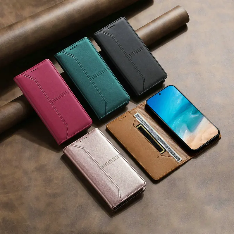 Magnetic Leather Flip Case with RFID Blocking and Wallet
