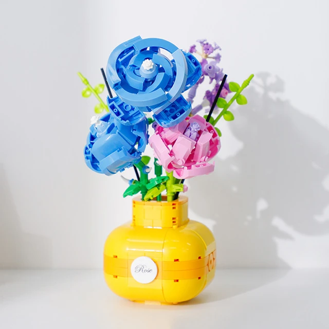 Flower Bricks Women Grilfriends Birthday Gifts ,Adult Bouquet Rose  Sunflower Building Block Sets Creative Home Decoration Toys - AliExpress