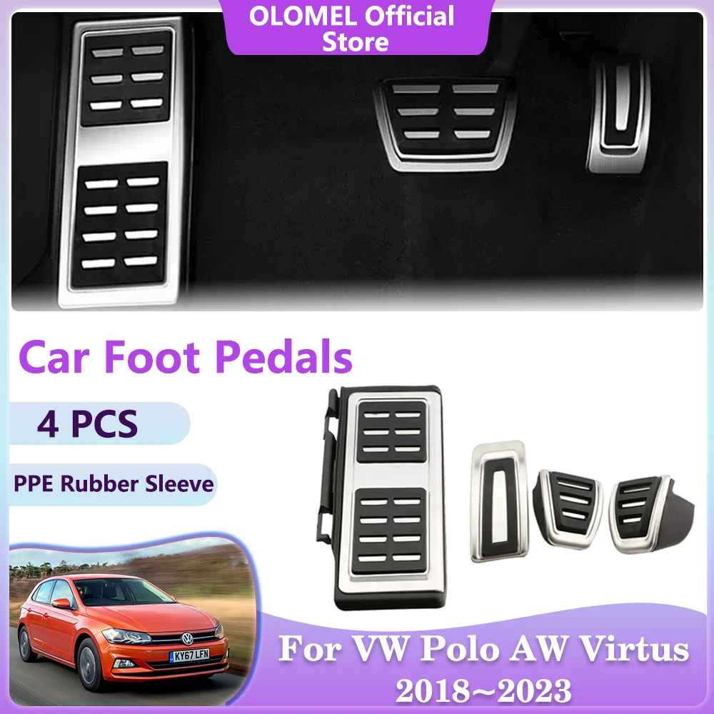 For Volkswagen Polo AW BZ VW Virtus ~ Car Brake Foot Pedals No Drilling Accelerator Pedal Pads Interior Parts Acessories