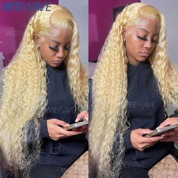 613 Hd Lace Frontal Wig 13X6 Blonde Curly Water Deep Wave Frontal Wig 13X4 Hd Lace Front Pre Plucked Human Hair Wigs 30 38 Inch 1