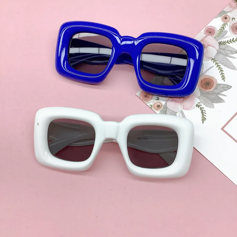 Neue Y2K Platz Candy Farbe Kinder Sonnenbrille Shades UV400 Mode Marke Designer Jungen Mädchen Rot Gelb Einzigartige Sonnenbrille