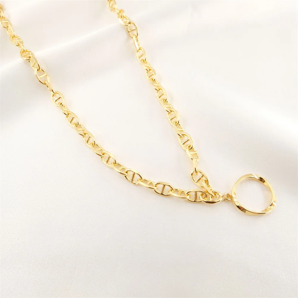 

WT-BC203 WKT Hot Wholesale Vintage 18k Gold Pig Nose Design Coffee Bean Chain DIY Necklace Accessories