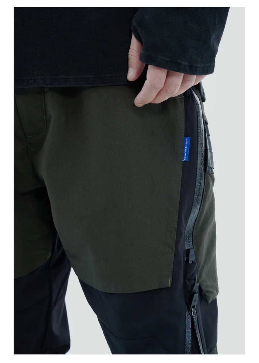 Reindee Lusion 21aw double shape zipper waterproof pants side molle waist adjustment stitching materials techwear gorpcore