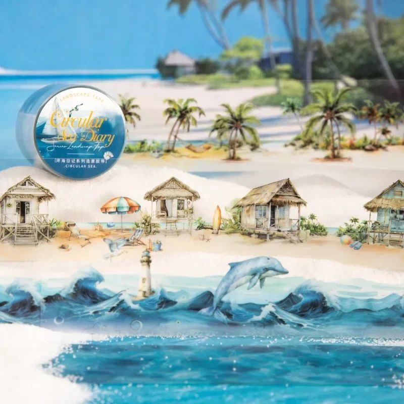 1Roll/4Roll 구름 인터랙티브 DIY 재료 장식 Aquascape Diary of the Sea Blue Sky 테이프 핸드북 접착제 40mm*2m