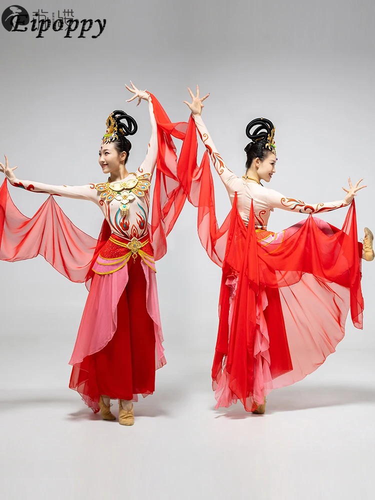 Dunhuang Dancing Dress Performance Costume Red Dress Costume Antico Per Bambini Kweichow Moutai Danza Classica