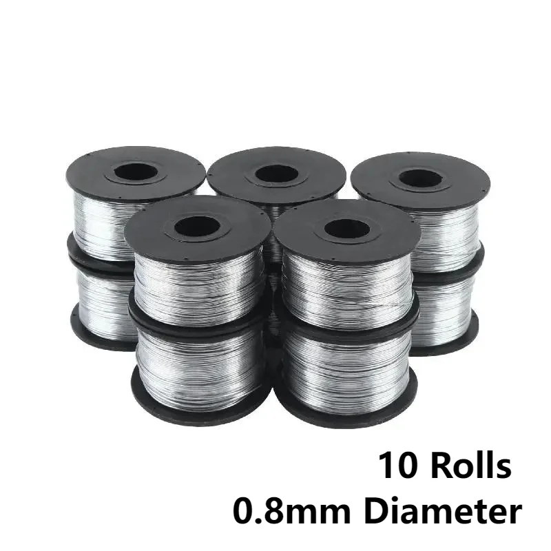 10 Rolls Galvanized Iron Wire 0.8mm Diameter 110m For Handicraft Product Packaging Steel Bar Binding Cable Optical Cable