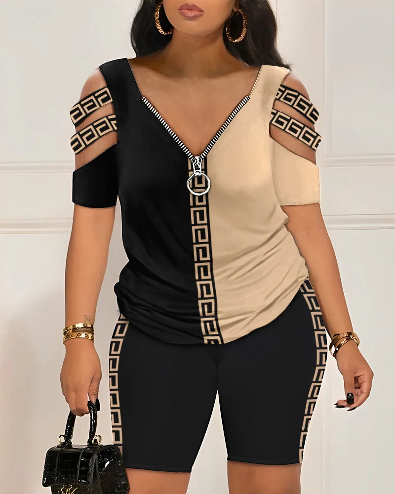 2023 Fashion Casual Women's Hot Selling Hot Rolled Diamond Off Shoulder Top+tight Set_voghion.com