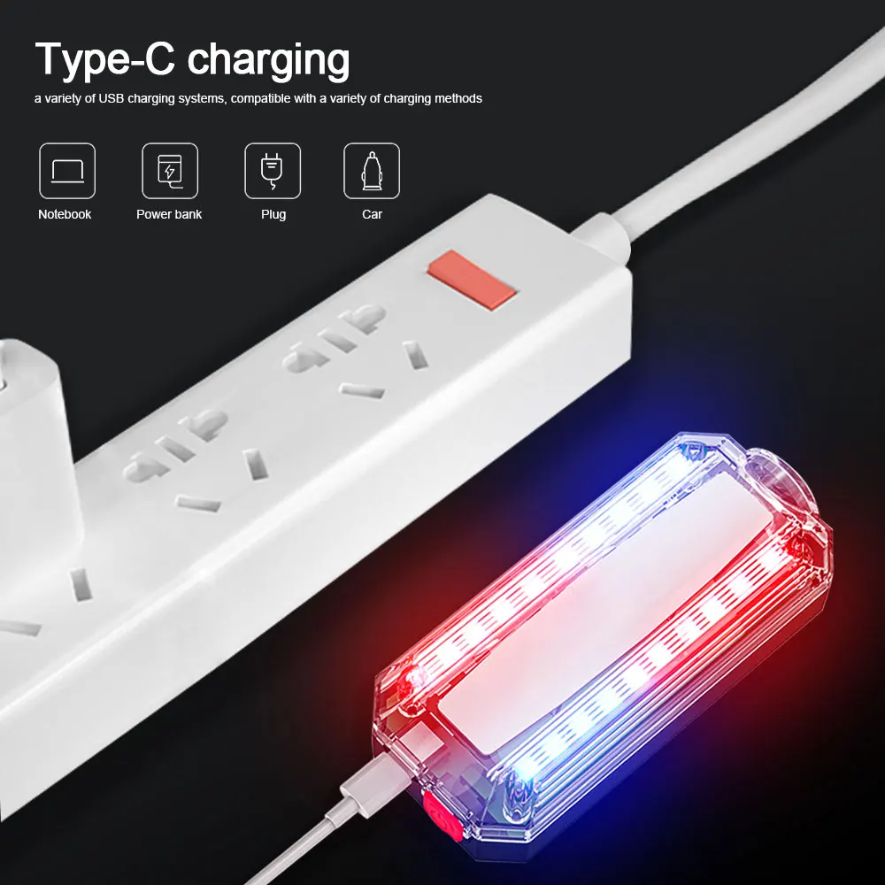 Rot & blau LED Blitz Warnleuchte Polizei Schulter clip Taschenlampe Outdoor Lauflicht USB wiederauf ladbare Schutzhelm Arbeits lampe