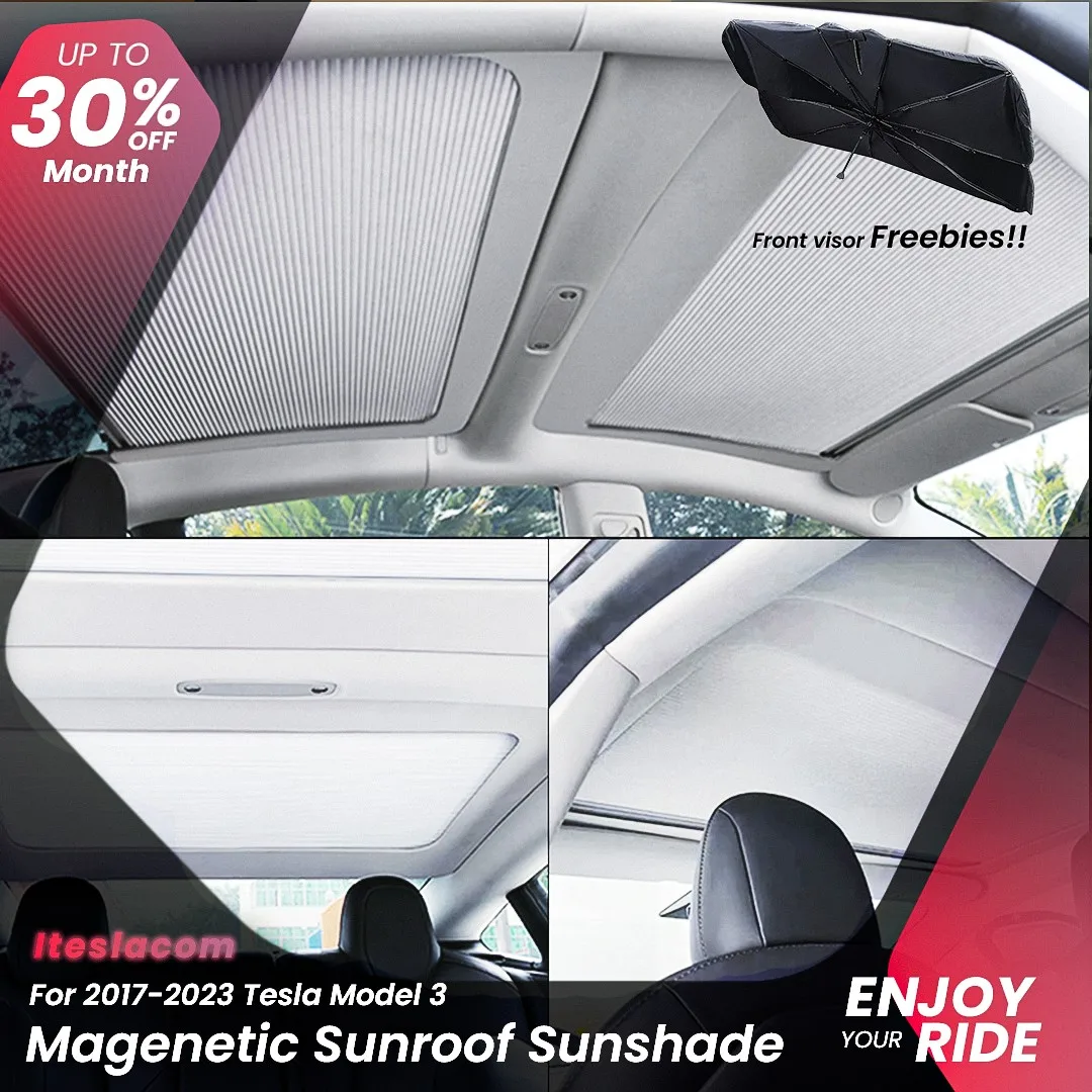 

Iteslacom 2023 Tesla Model 3 Sunshade Net Front Rear Sunroof Convenient Foldable Shield For Tesla Model 3 2023 Auto Accessories