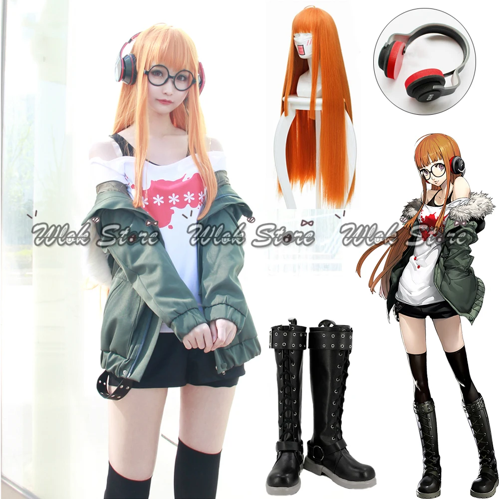 

Anime Game Persona 5 Futaba Sakura Cosplay Costume Jacket Coat Glasses Headphone Wig Women Halloween Party Carnival Outfits