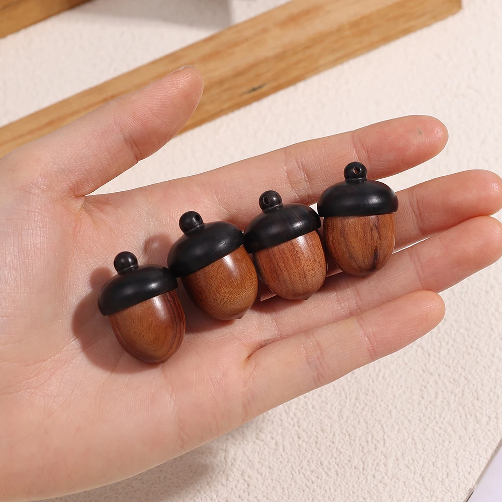 5/1Pcs Mini Wood Acorn Pendant Box Portable Rescue Pill Case Tablets Organizer Multi-purpose Storage Container DIY Acorn Pendant 5