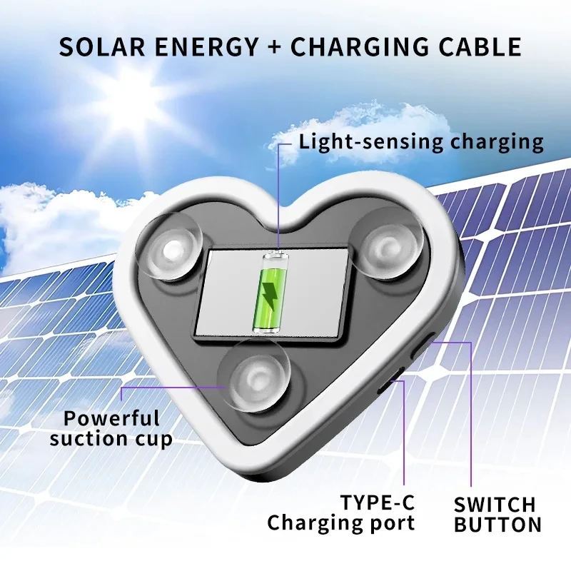RGB 자동차 태양광 삼각형 창문 하트 모양 발광 하트형 분위기 조명 LED 앰비언트 라이트