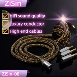 ZiSin-08 8-Core DIY Litz Earphone Upgrade Cable With Modularity IE900 2PIN MMCX 4PIN XLR For M5 Olina Fudu DZ4 Quintet F1 Pro