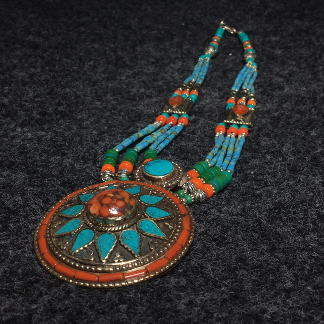 

Sieraden bizuteria damska aesthetic jewelry naszyjniki damskie Nepalese return pure hand inlaid ethnic necklace personnalisé