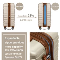 Ensemble de bagages 6 pièces avec sacs de voyage, valises rigides extensibles avec roulettes pivotantes et serrure TSA, couleur crème 4