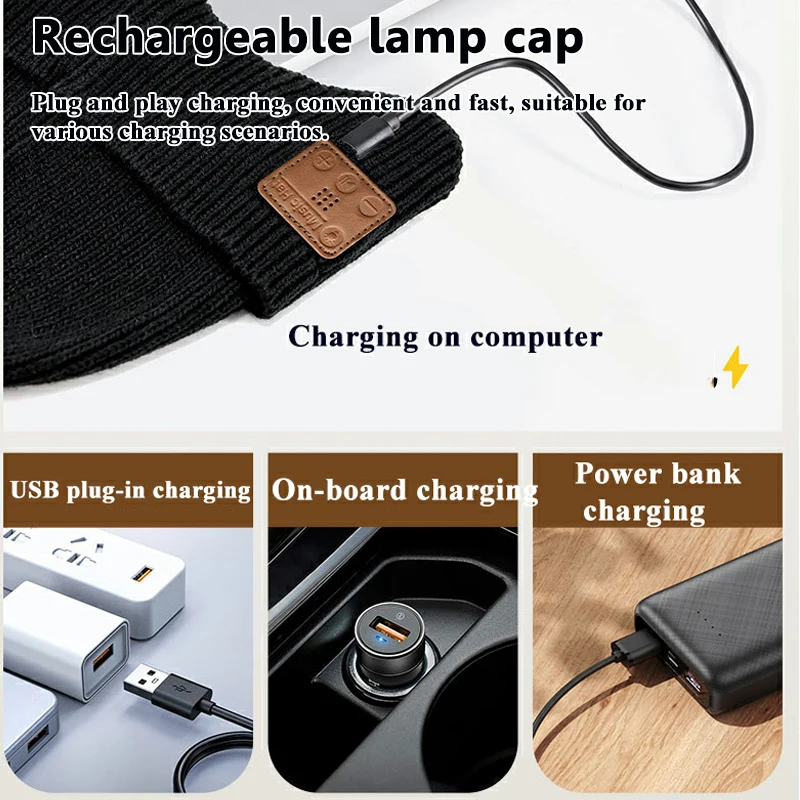 Wirelss Bluetooth Hat RGB Light Headphones Outdoor Sports Music Headset Warm Beanie Smart Cap with Microphone for Running Yoga